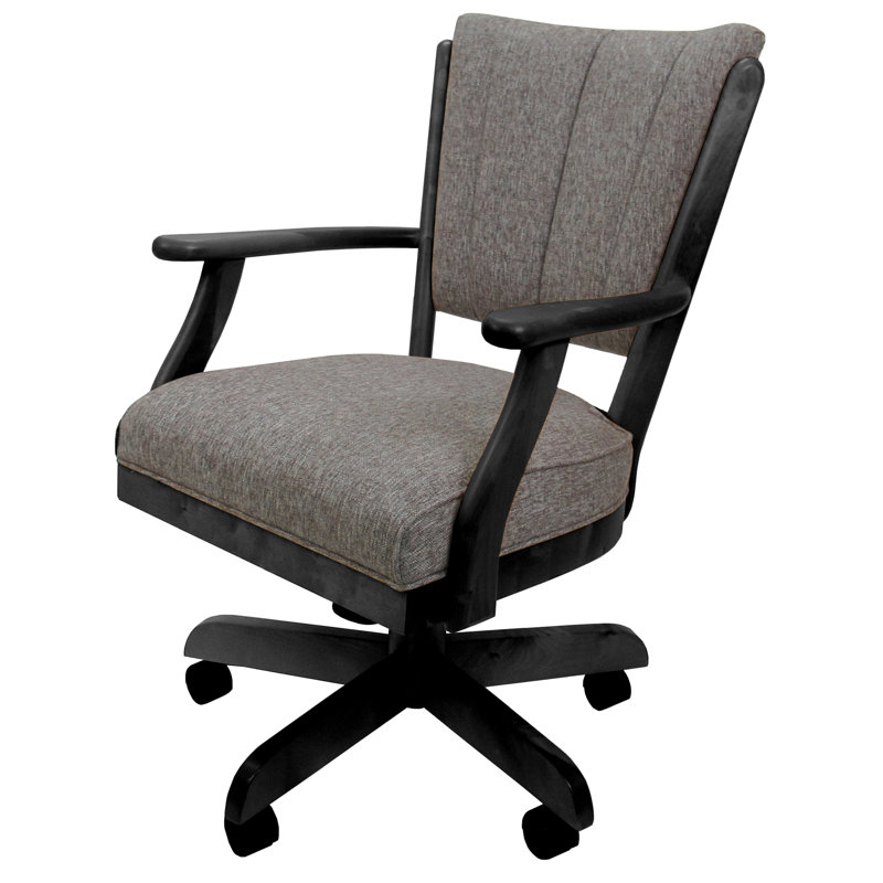 Chaise pivotante en bois avec accoudoirs Gravois, Gris Mojave, Noir
