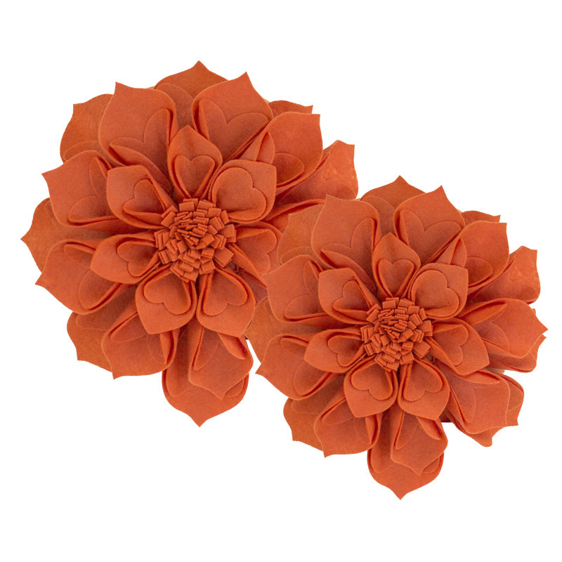 Floral Throw Pillow, 16" x 16", Terracotta