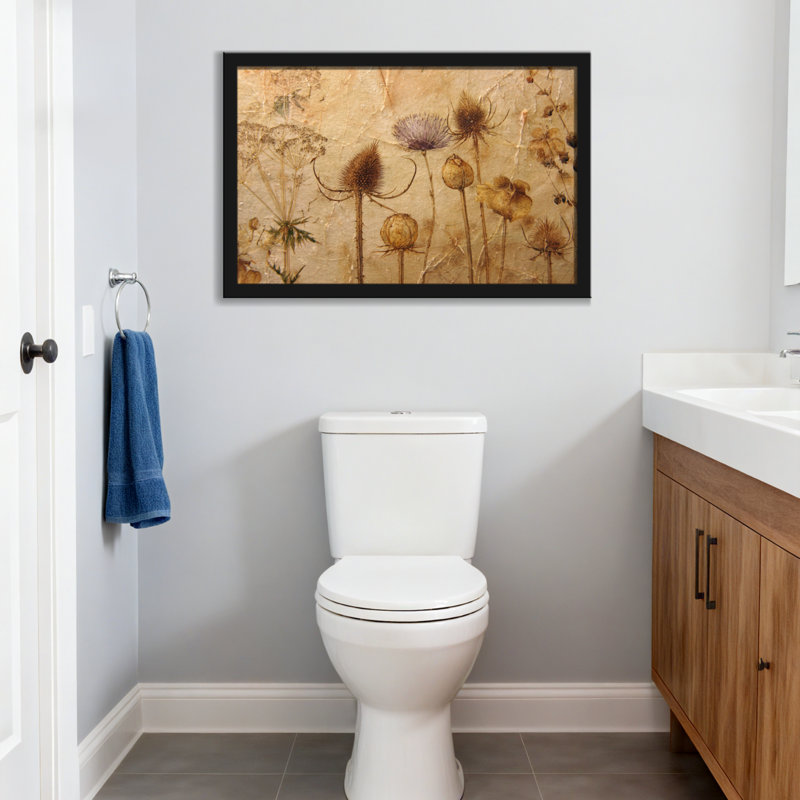 Plantes et fleurs pressées sur fond texturé, H 20 po x l 30 po, Toile tendue, Ne s’applique pas