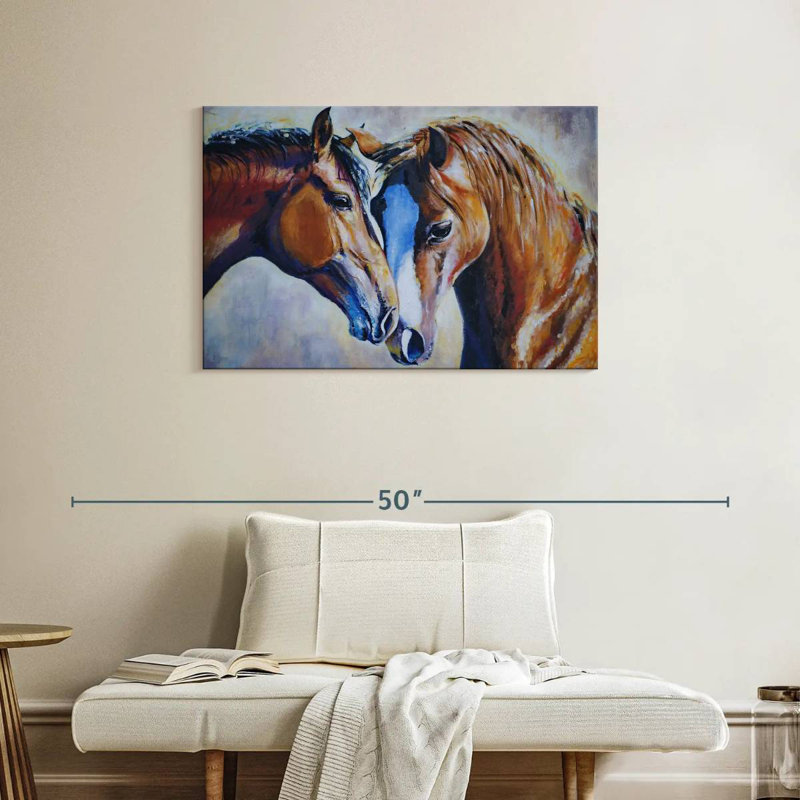 Two Affectionate Horses, 24" H x 36" W