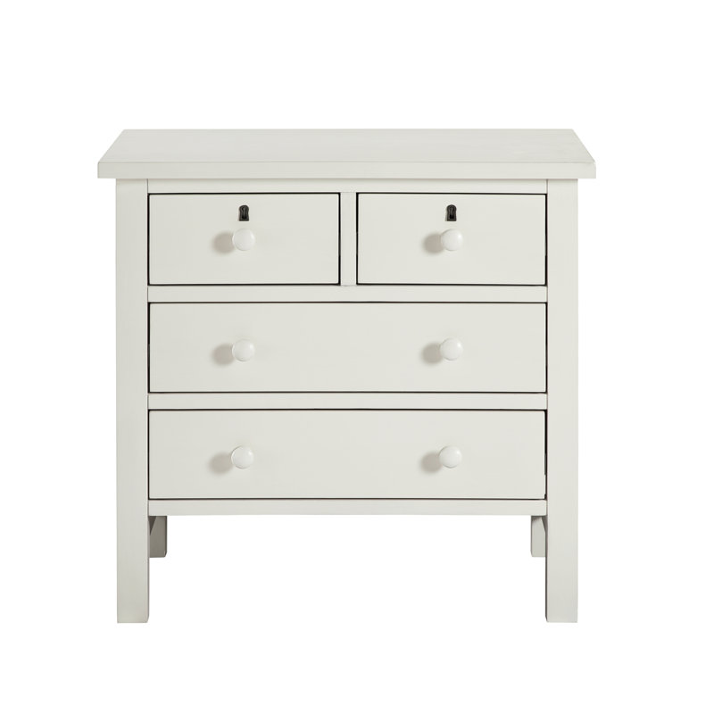 Table de chevet avec 4 tiroirs de rangement Georgina, Blanc antique