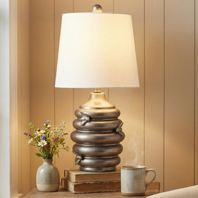 24.5" Resin Honeycomb Table Lamp With Shade