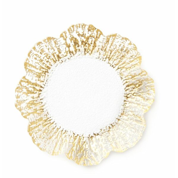 Robert Stanley Home Collection Gold and White Pattern Salad Plate Gold Trim  