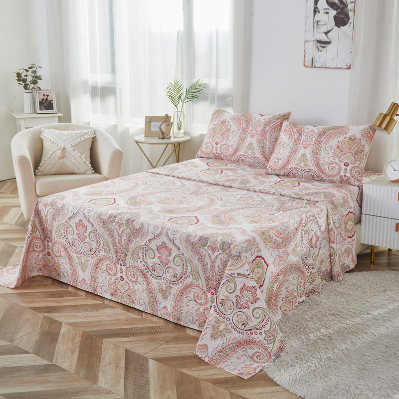 4 Piece 100% Cotton Guest Room Sheet Set Case Pack, Full Sheet Set with 2 Pillowcases