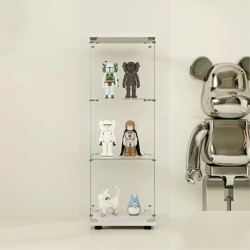 Armoire 3 portes en verre blanc, une porte - Armoire de décoration intérieure avec 3 tablettes essentielles