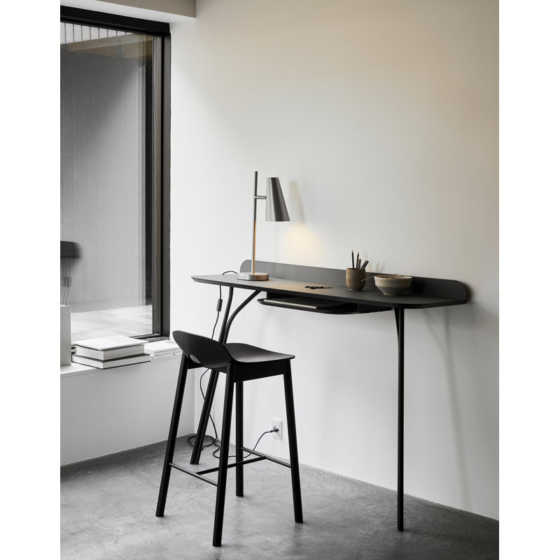 Mono Bar Stool, Counter Stool (25.59'' Seat Height), Oak/Black