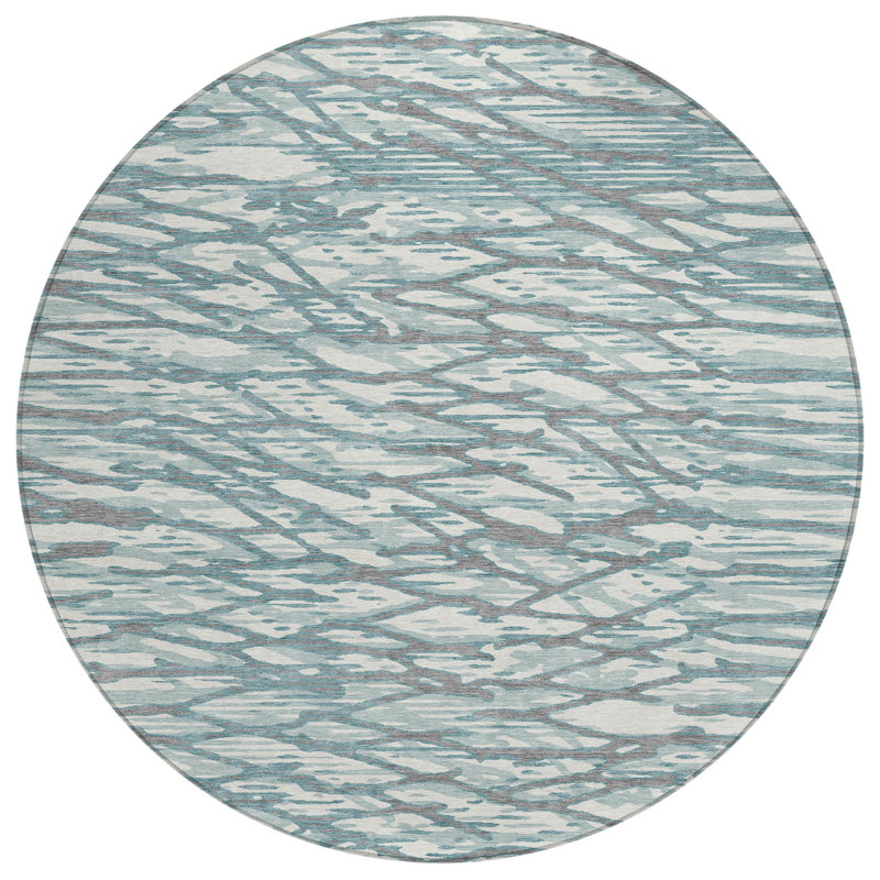 Machine Washable Indoor/Outdoor Chantille ACN2771 Modern Rug, Teal, 8' Round
