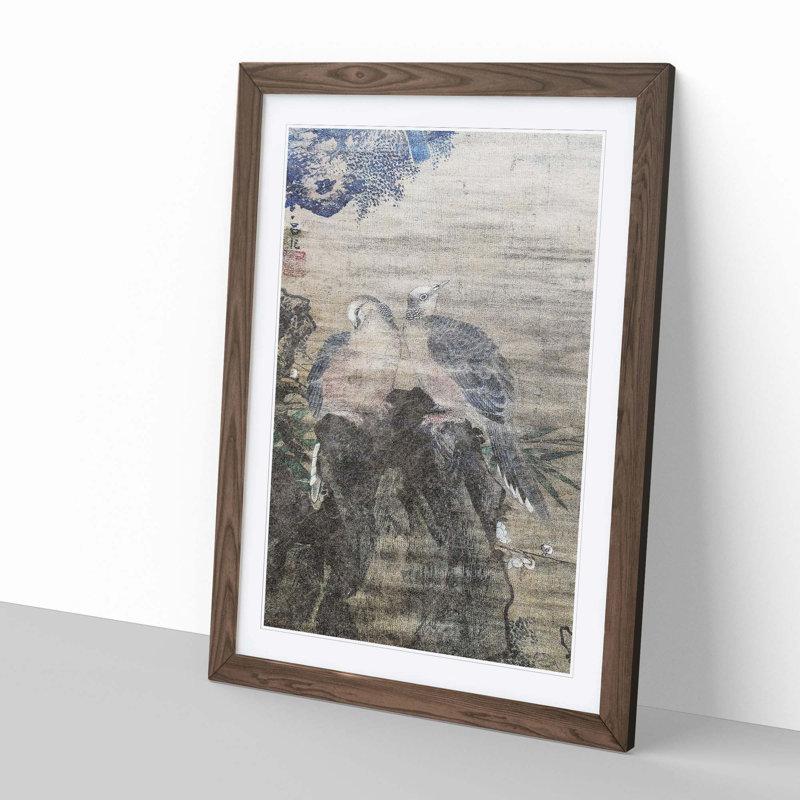 Birds by Lu Ji - Framed Print, 60cm H x 40cm W x 2cm D, Walnut