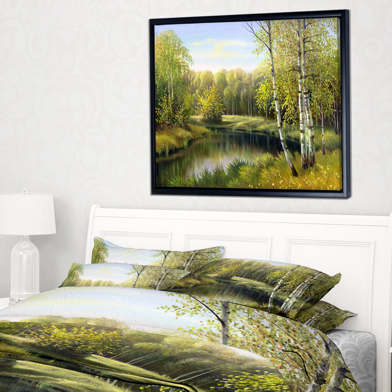 «Quiet Autumn River», reproduction d'art, H 30 po x l 40 po x P 1,5 po, Toile avec cadre flottant noir