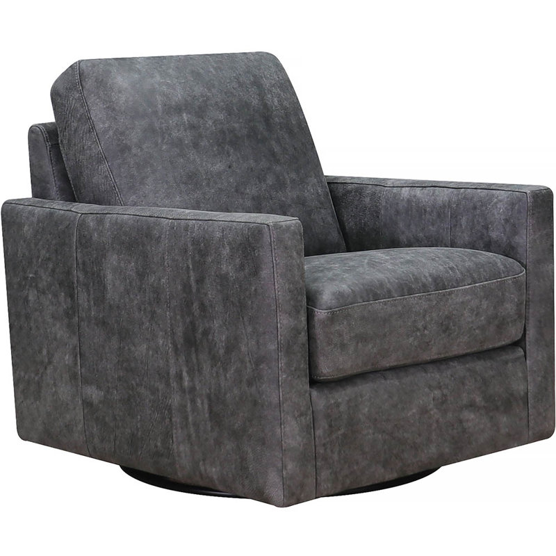 Chaise pivotante en cuir Vara, Cuir véritable gris Dillon