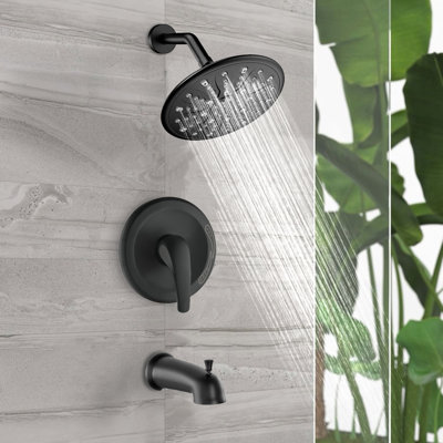 Pomme de douche à une poignée avec ensemble de douche à main et bec de baignoire (valve incluse)