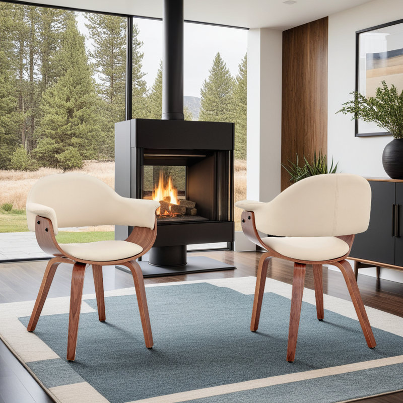 Fauteuil rembourré, Crème, Noyer, Noyer