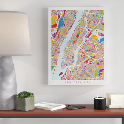 New York City Street Map II by Michael Tompsett - Graphic Art on Canvas