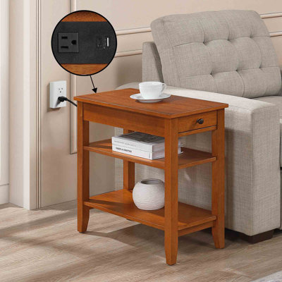 Carbin 24'' Tall End Table with 1 Drawer and Built in Outlets