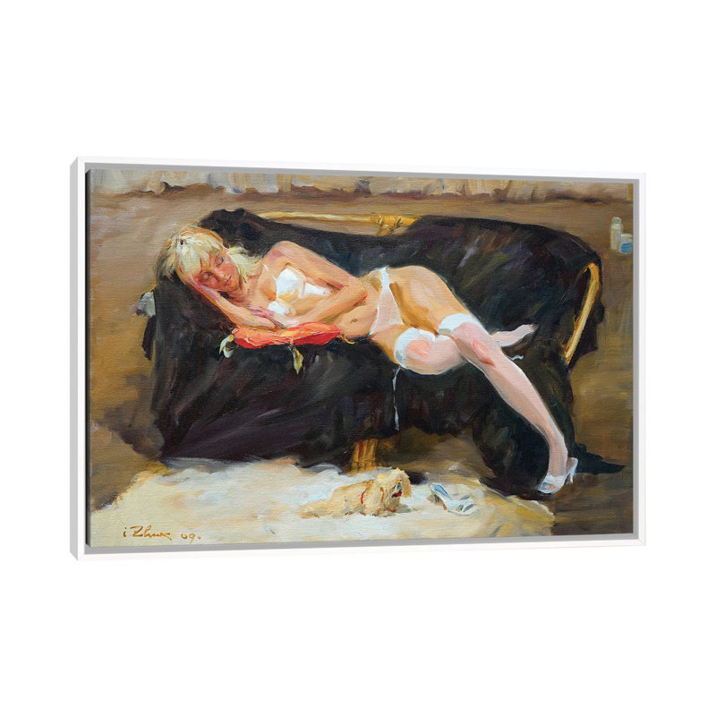 Sleeping Woman by Igor Zhuk - Painting on Canvas, 101.6 cm H x 66.04 cm W, White Floater Frame