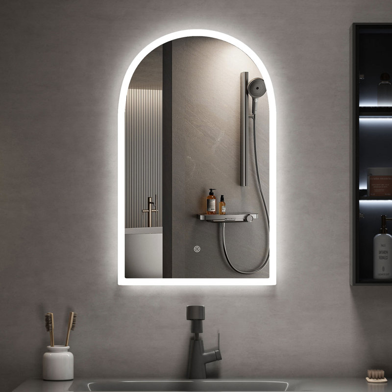 Miroir arqué 31,5 "x 19,7" avec lumières DEL réglables pour la salle de bain