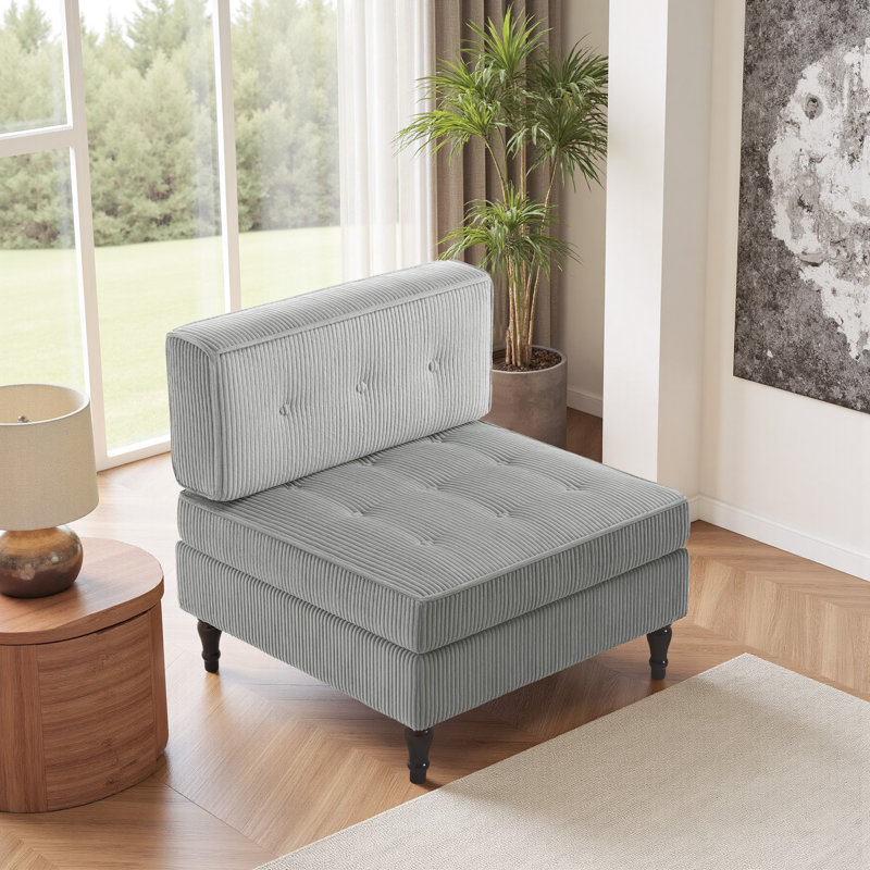 Upholstered Accent Chair, Light Grey