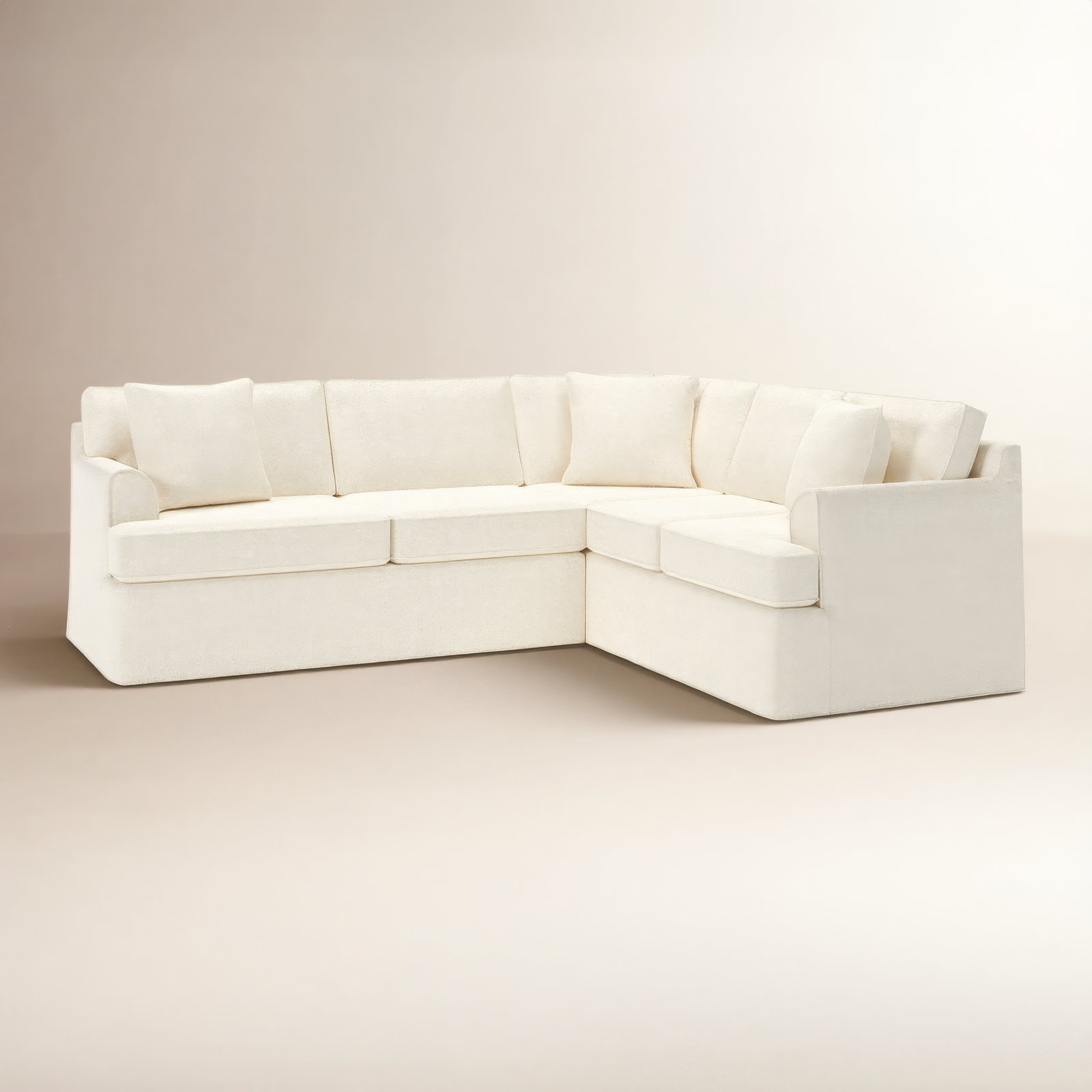 Conradina Slipcovered L-Sectional, Right Hand Facing, Davis Pearl Performance Bouclé