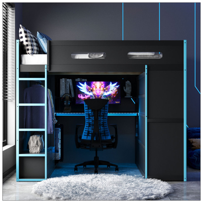 Lit pour chambre à coucher, Bleu
