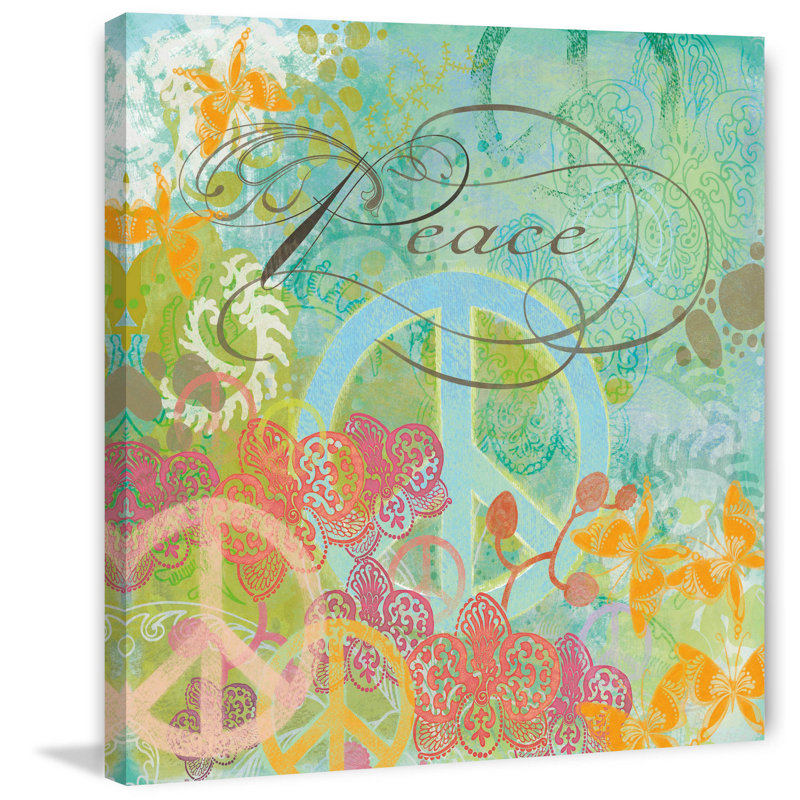 Colorful Abstract Peace Canvas Art Print, 34" x 34"