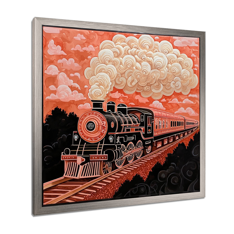 Impression sur toile Train Majestic, Reproduction encadrée, Argent argent, H 16 po x l 16 po