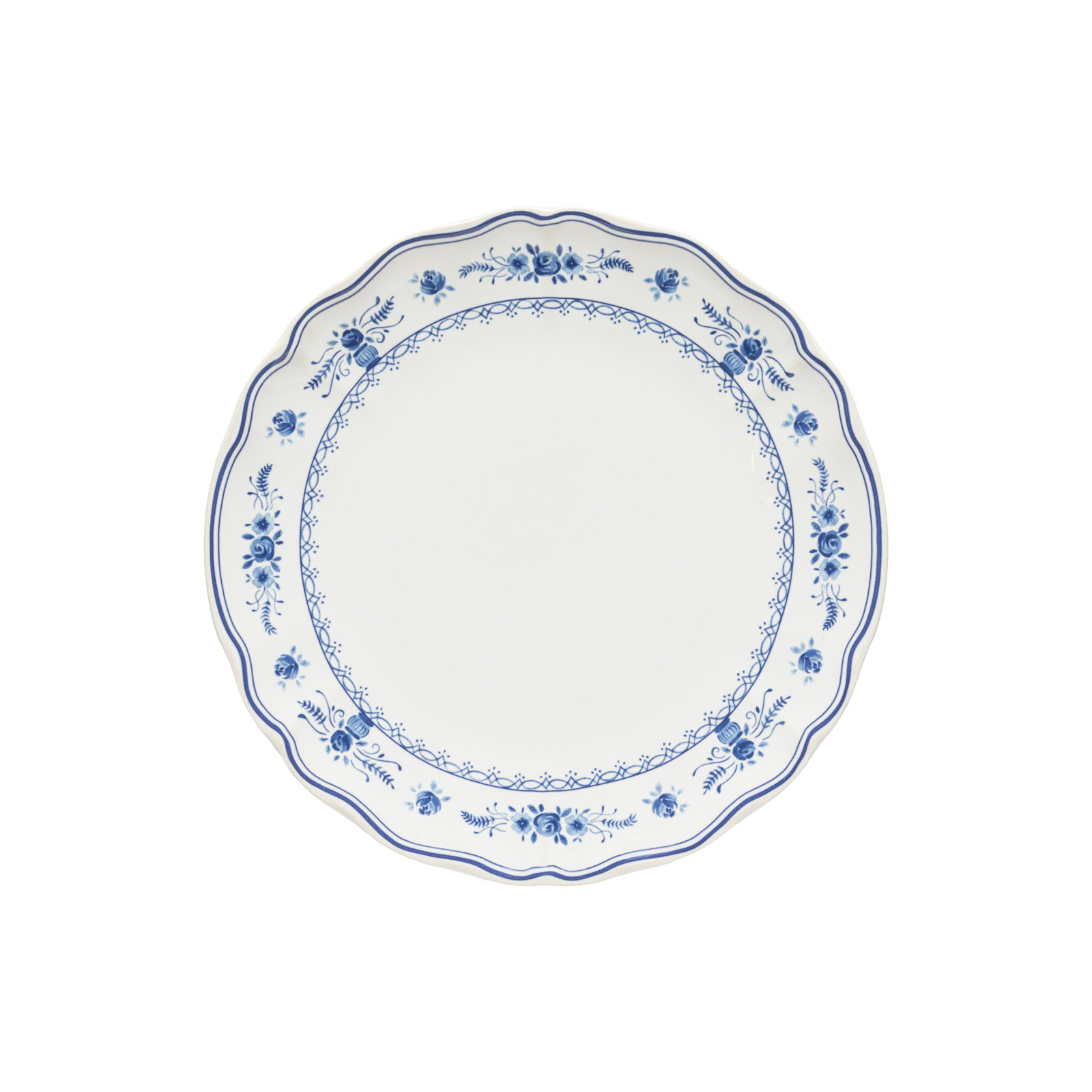 Vila 11" Dinner Plate, White/Blue