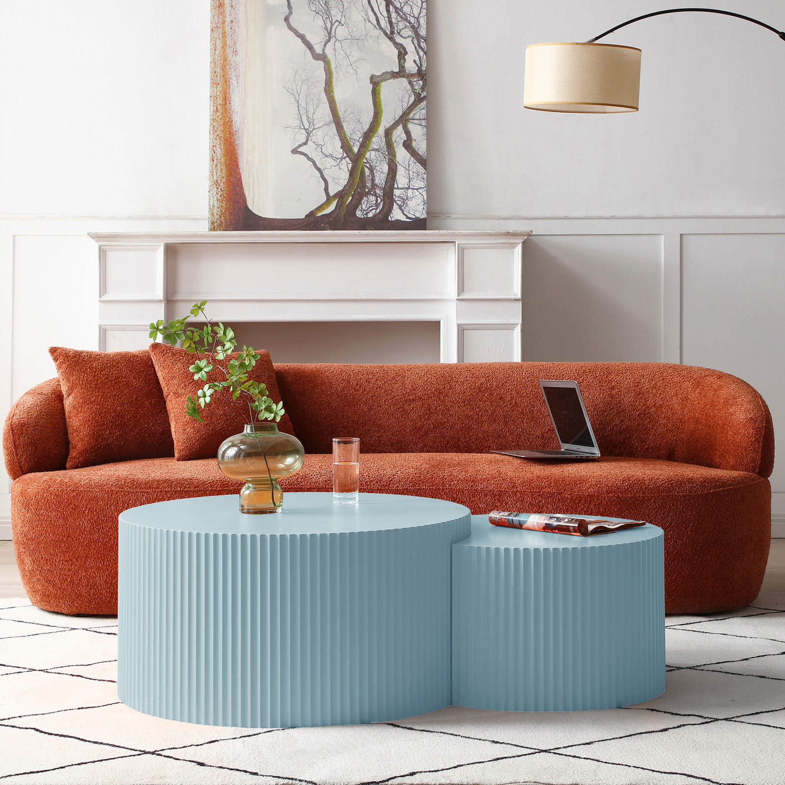 Berneice 55" Nesting Coffee Table, Blue