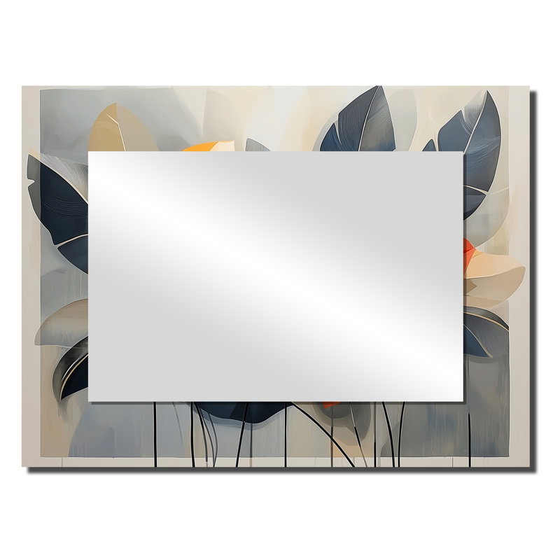 Summer Hibiscus In A Geometric Symphony I - Floral Accent Wall Mirror - Printed On Metal, 24" x 32"