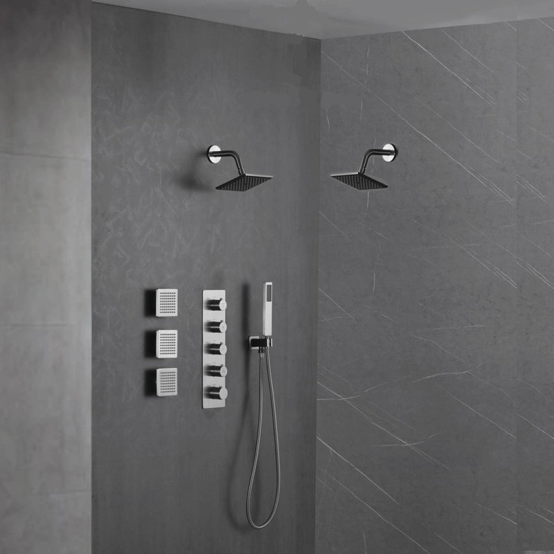 Thermostatic All-In-One Kit with Rough in-Valve, Brushed Gold