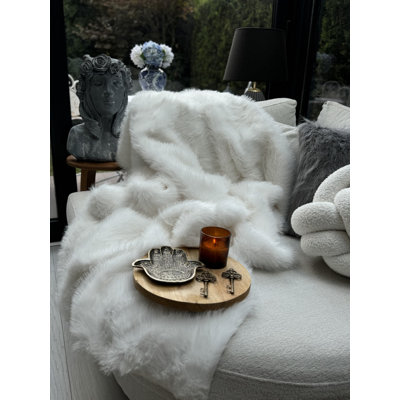 Tipton Elegant Sofa Shawl, 78.7 x 29.5 inches | 100% Polyester, Non-Slip Underside | Machine Washable at 68°F | Classic White Color | Perfect for Home Décor, Protects Furniture & Adds Cozy Touch to Living Spaces
