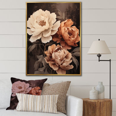 Pivoines botaniques rétro dévoilées II sur toile