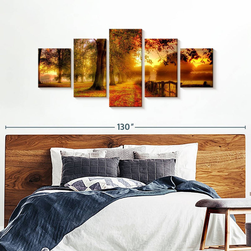 Ensemble de 5 pièces New England Fall On Canvas, H 92 po x l 42 po x P 1,25 po