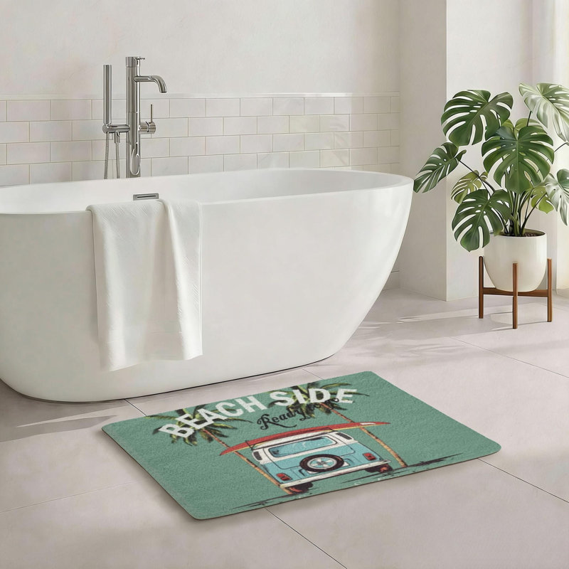 Tapis pour salle de bain Beach Side Van, 20 L x 32 W, antidérapant pour salle de bain et patio