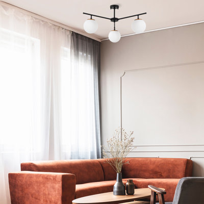 Lustre en forme de globe à 3 lumières pour îlot de cuisine