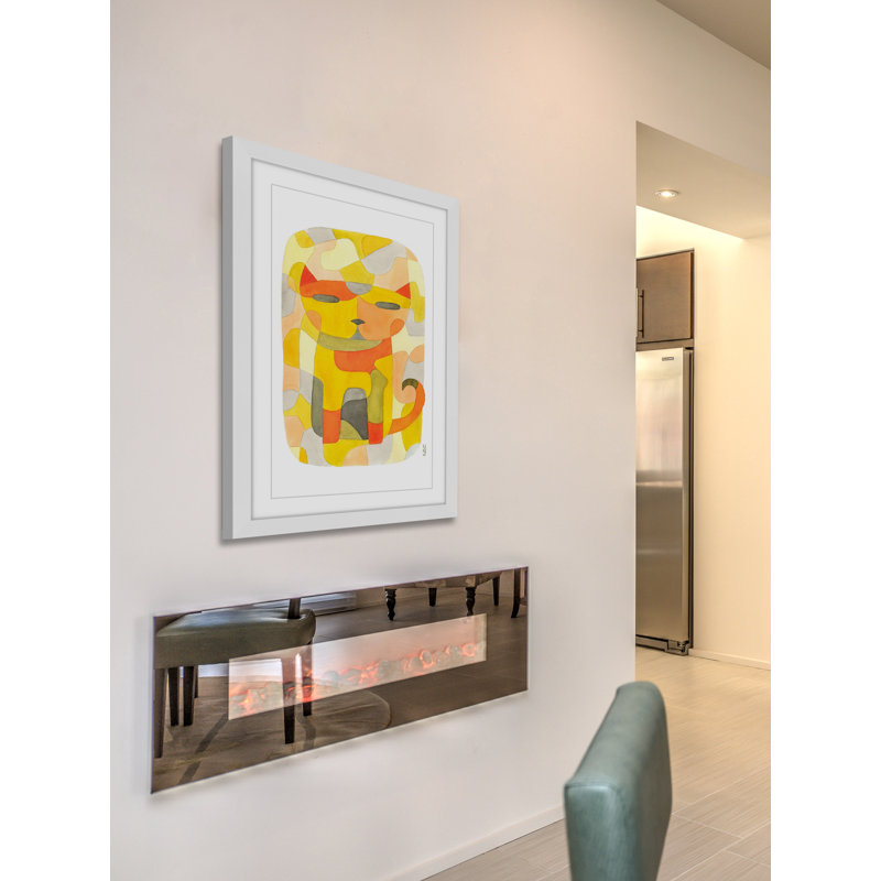Cat 1 Art Print, 30" H x 20" W, White Framed