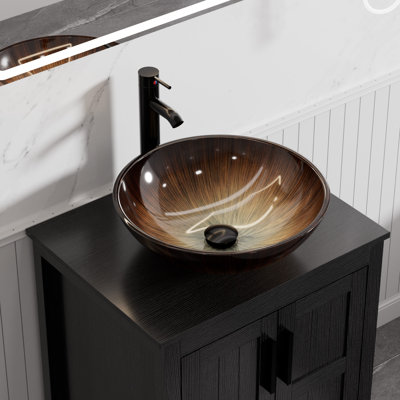 16.3" Stained Glass Bathroom Vessel Sink VS110BK