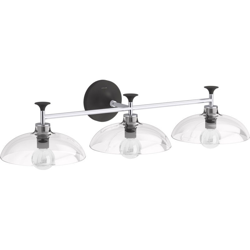 Luminaire de meuble-lavabo d'intérieur 3 lumières Tone, homologué UL, Chrome poli / noir mat