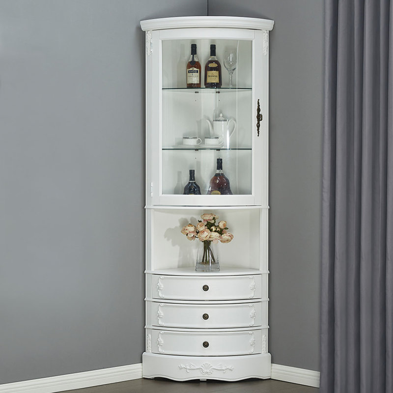 White Glass + Solid Wood Accent Cabinet