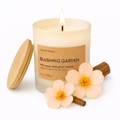  Scented Soy Wax Candle – Floral Candles for Home Scented with Notes of Rose, Magnolia & Soft Cedarwood – Refined Home Decor & Gift (Blushing Garden, Beige, 8 oz)
