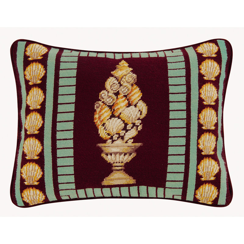 Seashell Topiary Needlepoint Pillow