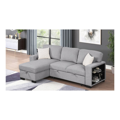 Canapé modulaire de style moderne Pinto en bois et velours gris