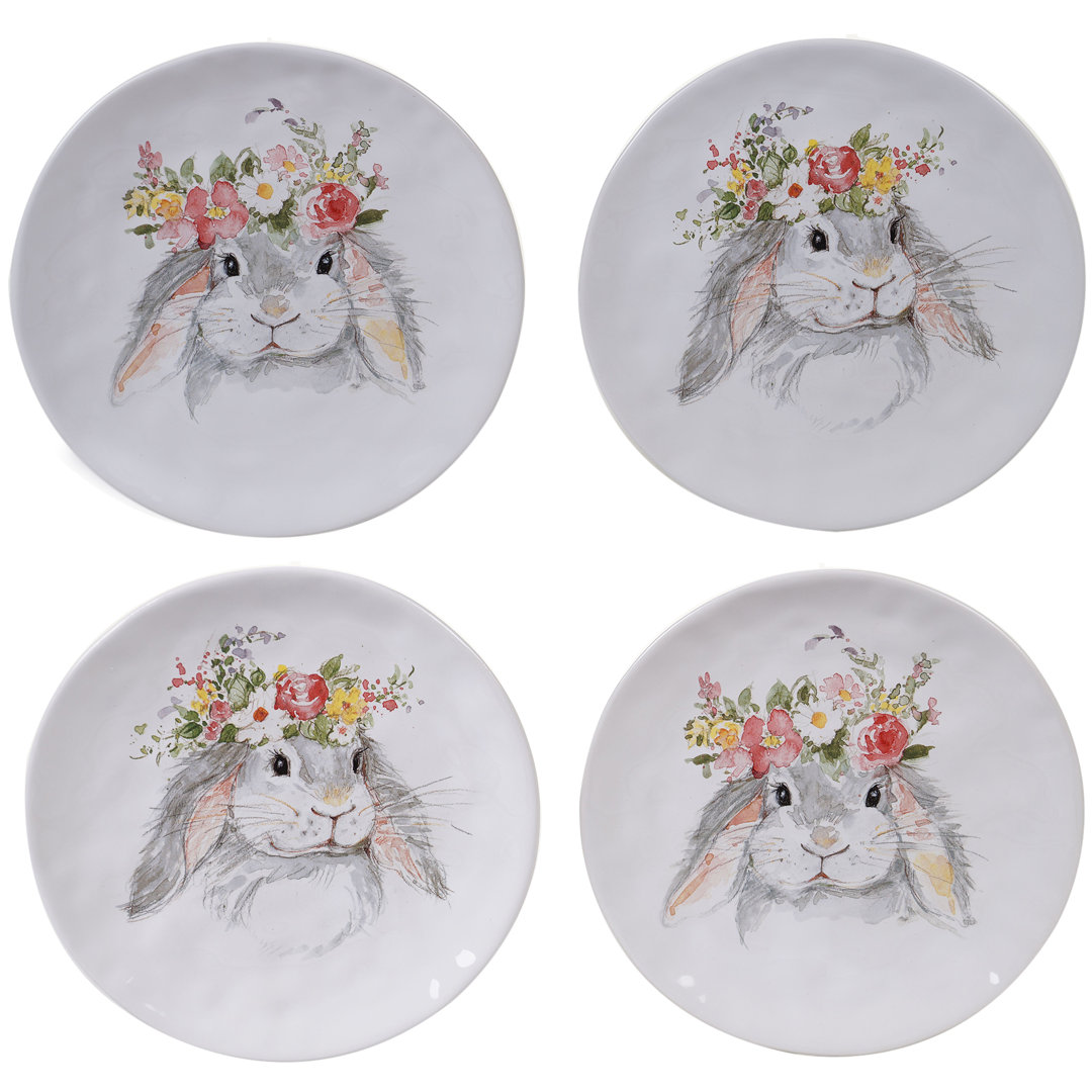 Certified International Sweet Bunny Set Of 4 Dessert Plate (2)Asst. (Set of 4) Certified International