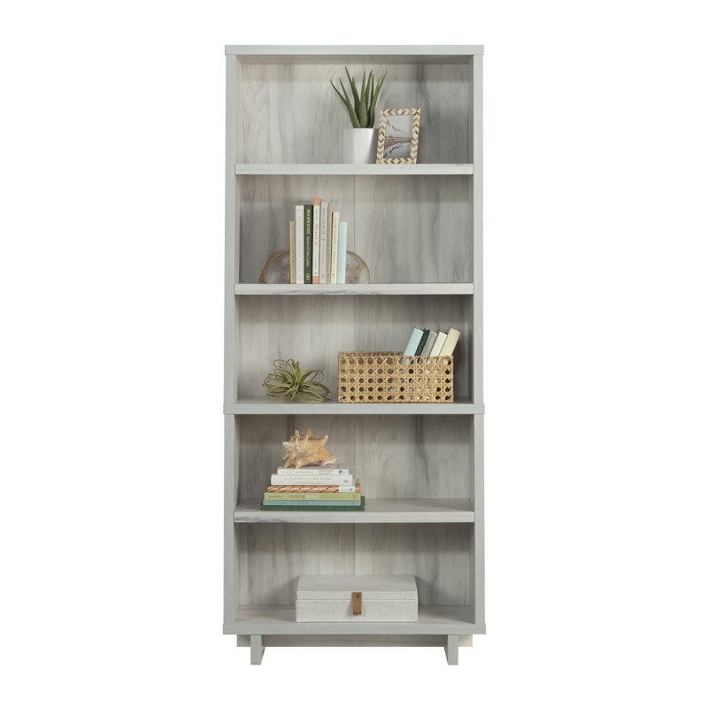 Gray Adjustable 5-Shelf Engineered Wood Bookcase