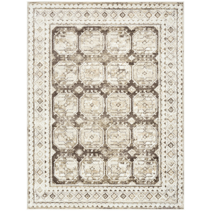 Leuchte Ivory Brown Vintage Indoor Rug, Rectangle 4' x 6'