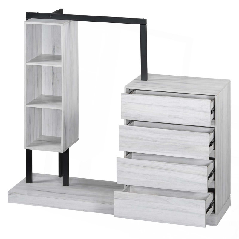 Armoire avec 4 tiroirs et 3 tablettes, Blanc