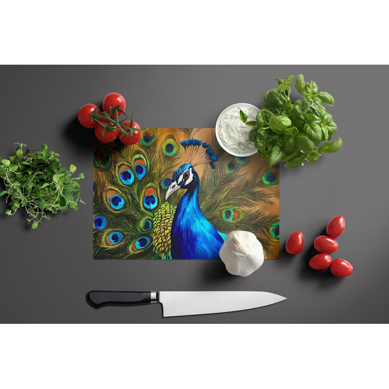 Peacock Glass Cutting Board