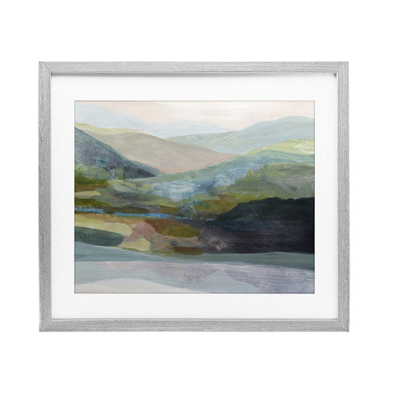 «Misty Morning Mountain», reproduction encadrée sous verre, conception de Farren Lee, Cadre de ferme gris, H 13 po x l 16 po