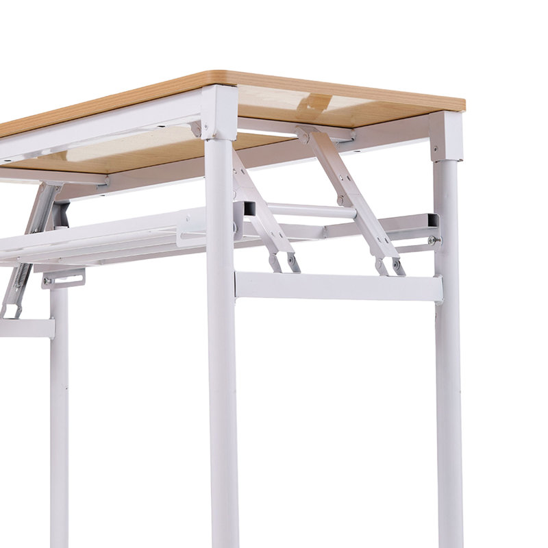 MDF Iron Writing Desk, 75cm H x 80cm W x 40cm D, Nature Wood/White