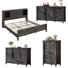 Ensemble de chambre à coucher 4 pièces pour maison de campagne et porte de grange, très grand, chêne foncé