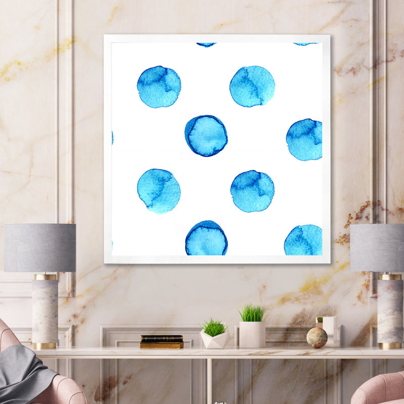 Pois bleu clair - peinture sur toile, H 36 po x l 36 po x P 1,5 po, Cadre de coin blanc fermé